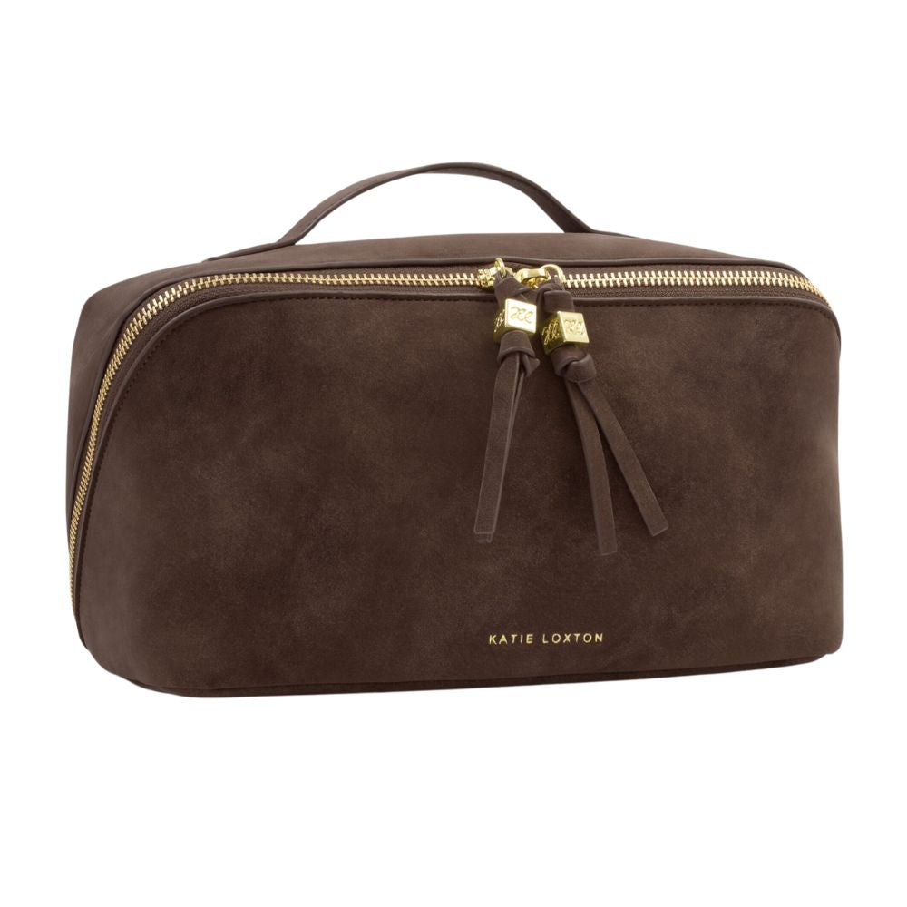 Katie Loxton Soho Large Makeup & Wash Bag - Chocolate