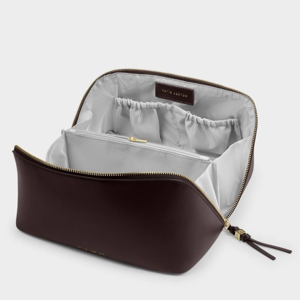 Katie Loxton Soho Large Makeup & Wash Bag - Bitter Chocolate