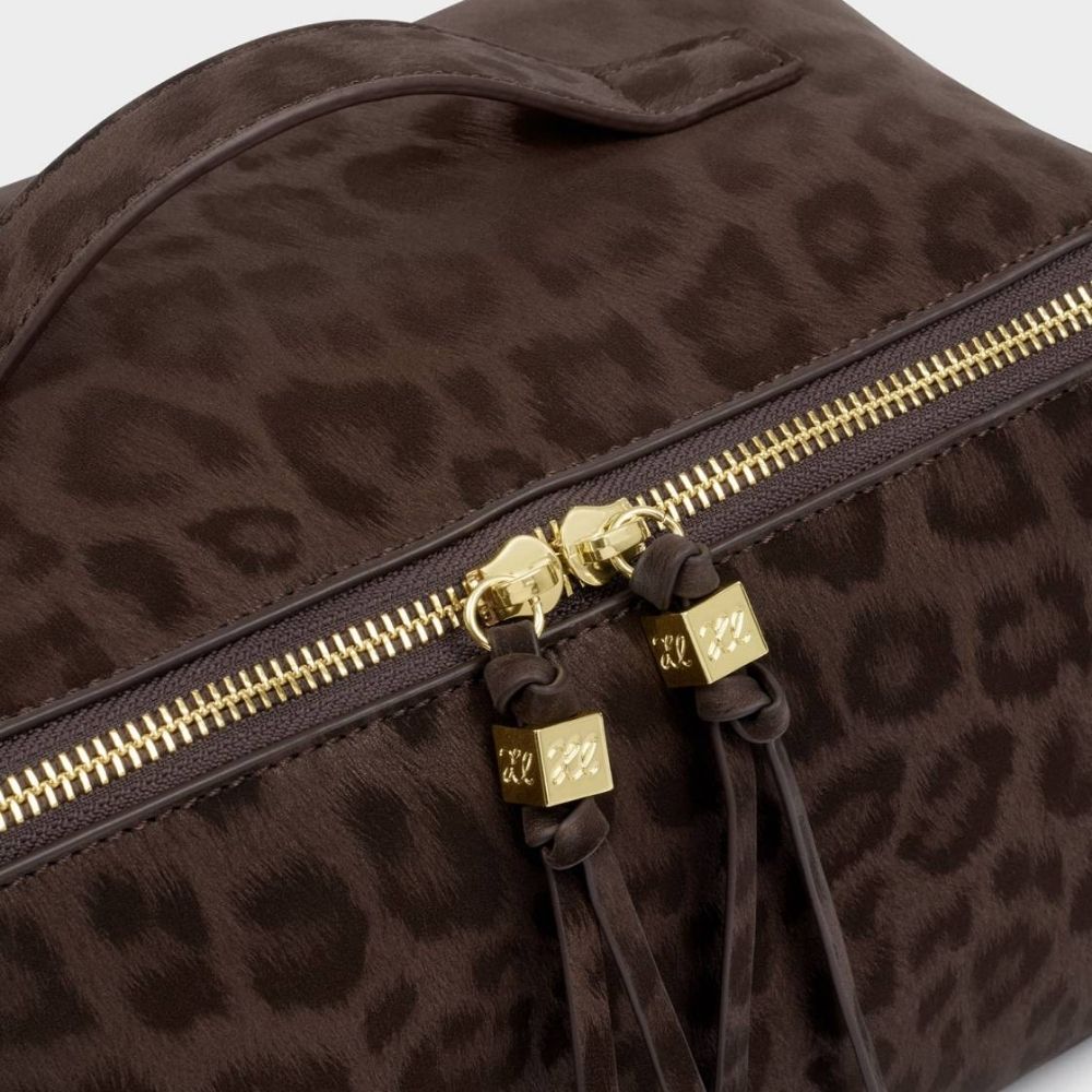 Katie Loxton Soho Large Makeup & Wash Bag - Chocolate Leopard