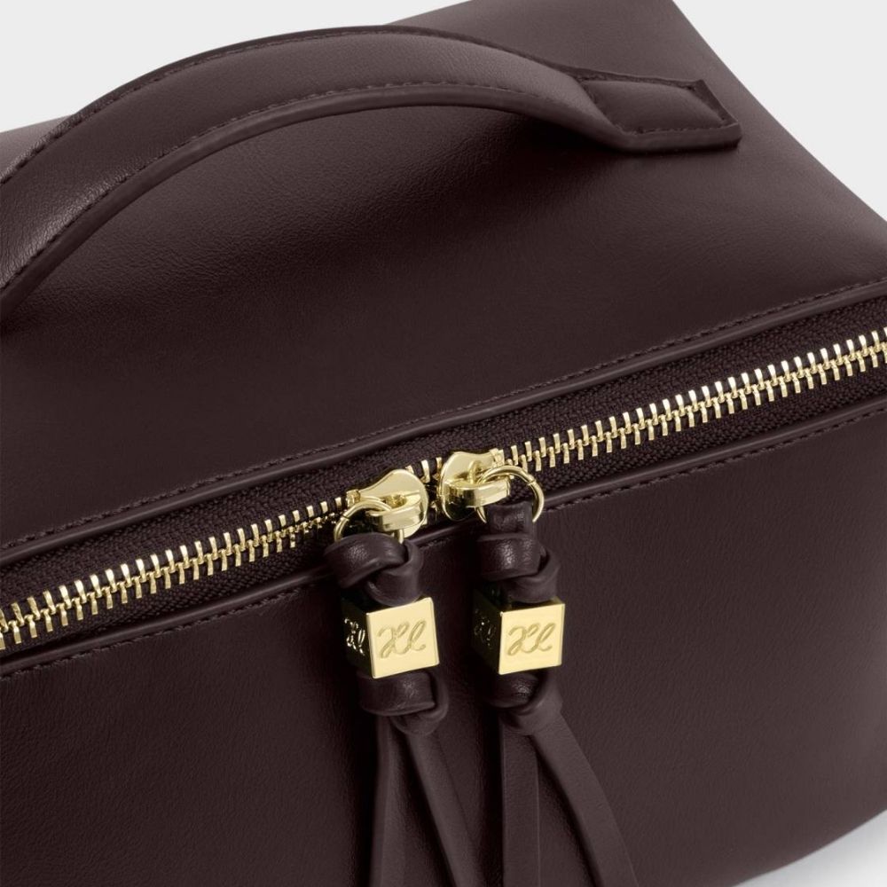 Katie Loxton Soho Medium Makeup & Wash Bag - Bitter Chocolate