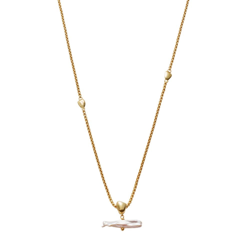 Katie Loxton Sol Pearl Bar Waterproof Necklace - Gold