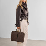 Katie Loxton Suedette City Laptop Bag - Chocolate