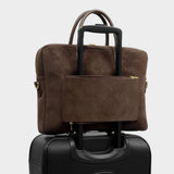 Katie Loxton Suedette City Laptop Bag - Chocolate