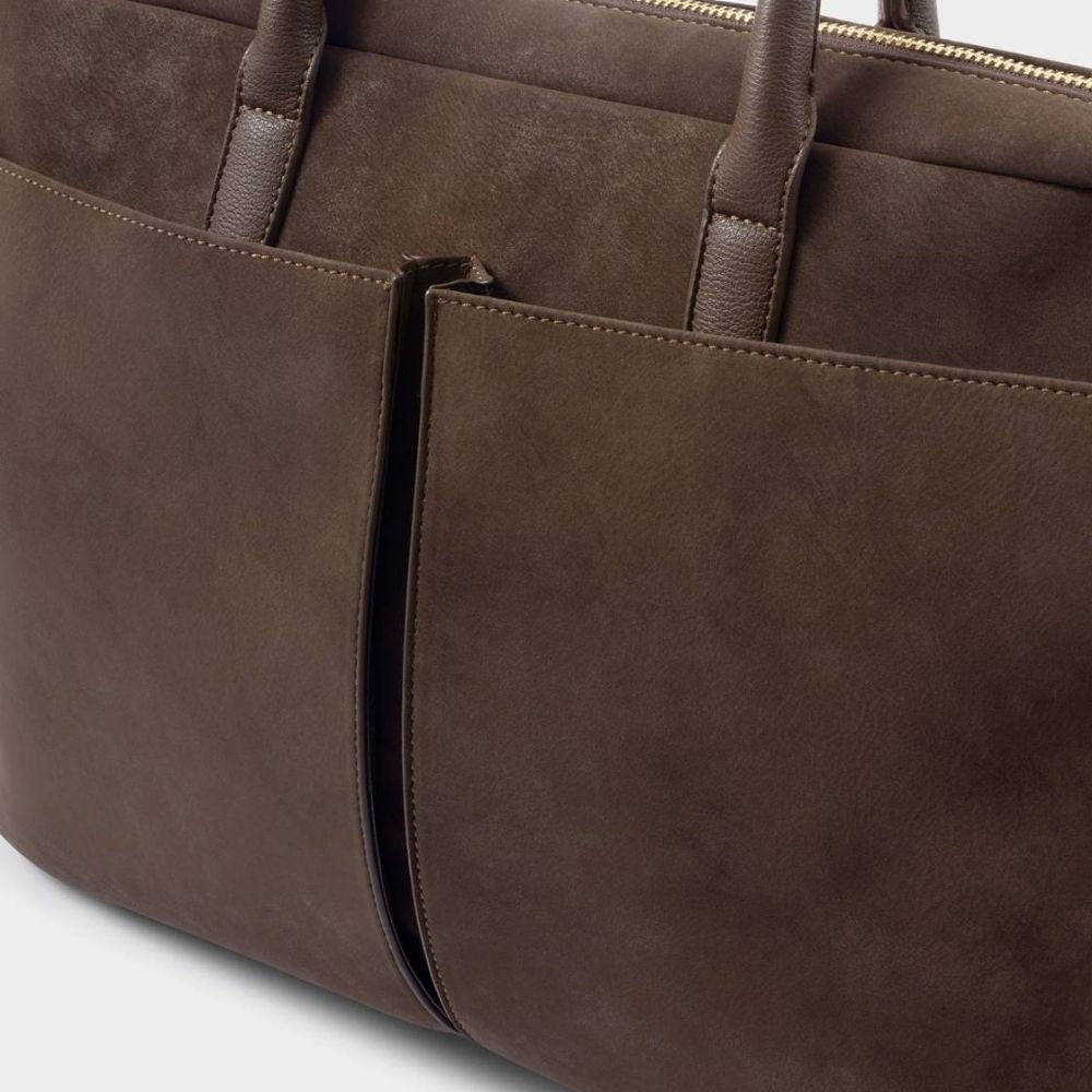 Katie Loxton Suedette City Laptop Bag - Chocolate