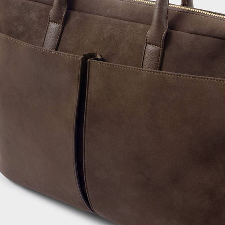 Katie Loxton Suedette City Laptop Bag - Chocolate