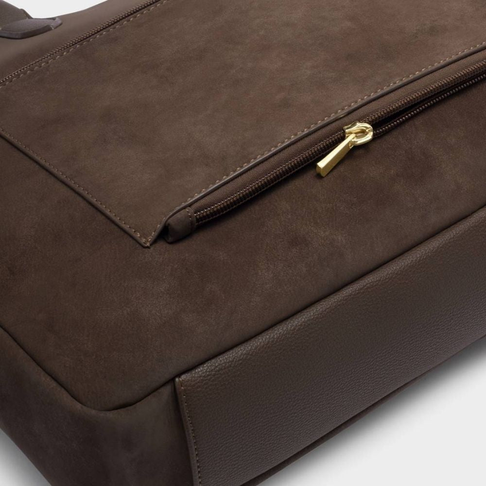 Katie Loxton Suedette City Laptop Bag - Chocolate