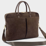 Katie Loxton Suedette City Laptop Bag - Chocolate