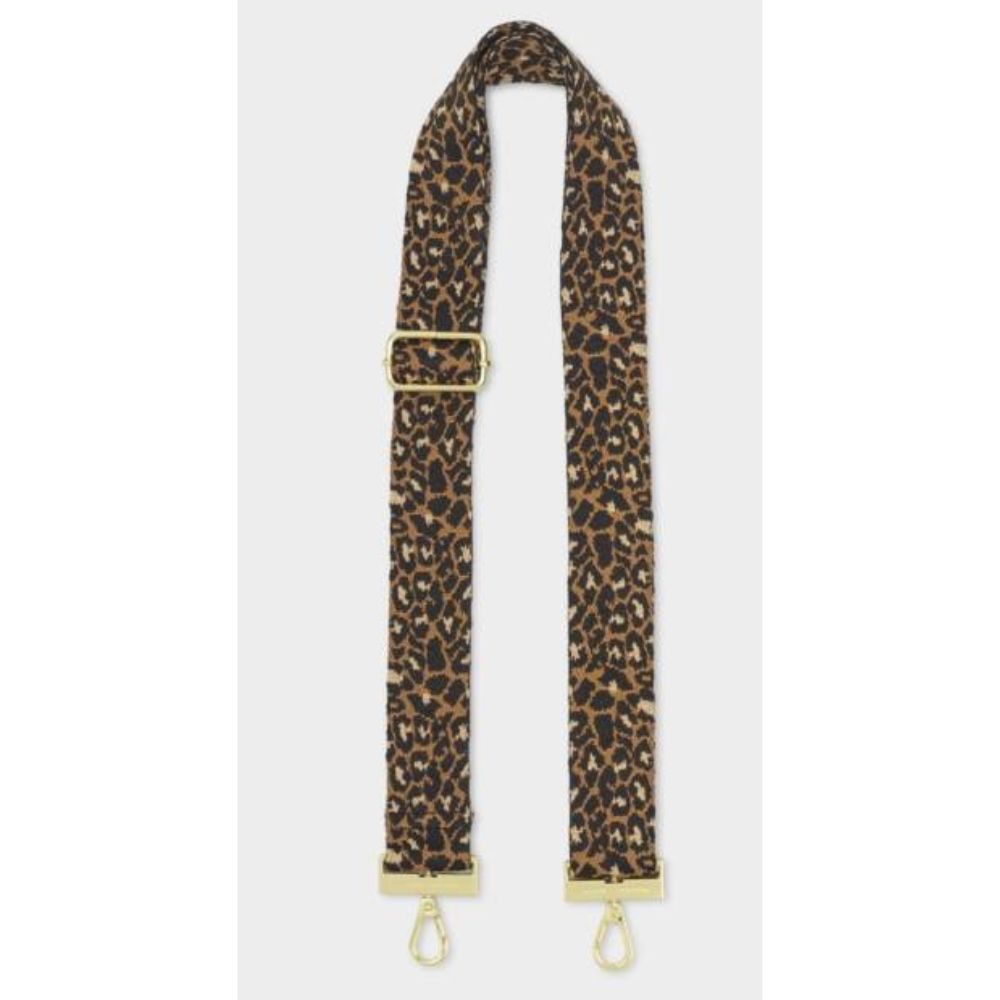 Katie Loxton Taupe & Camel Leopard Canvas Bag Strap