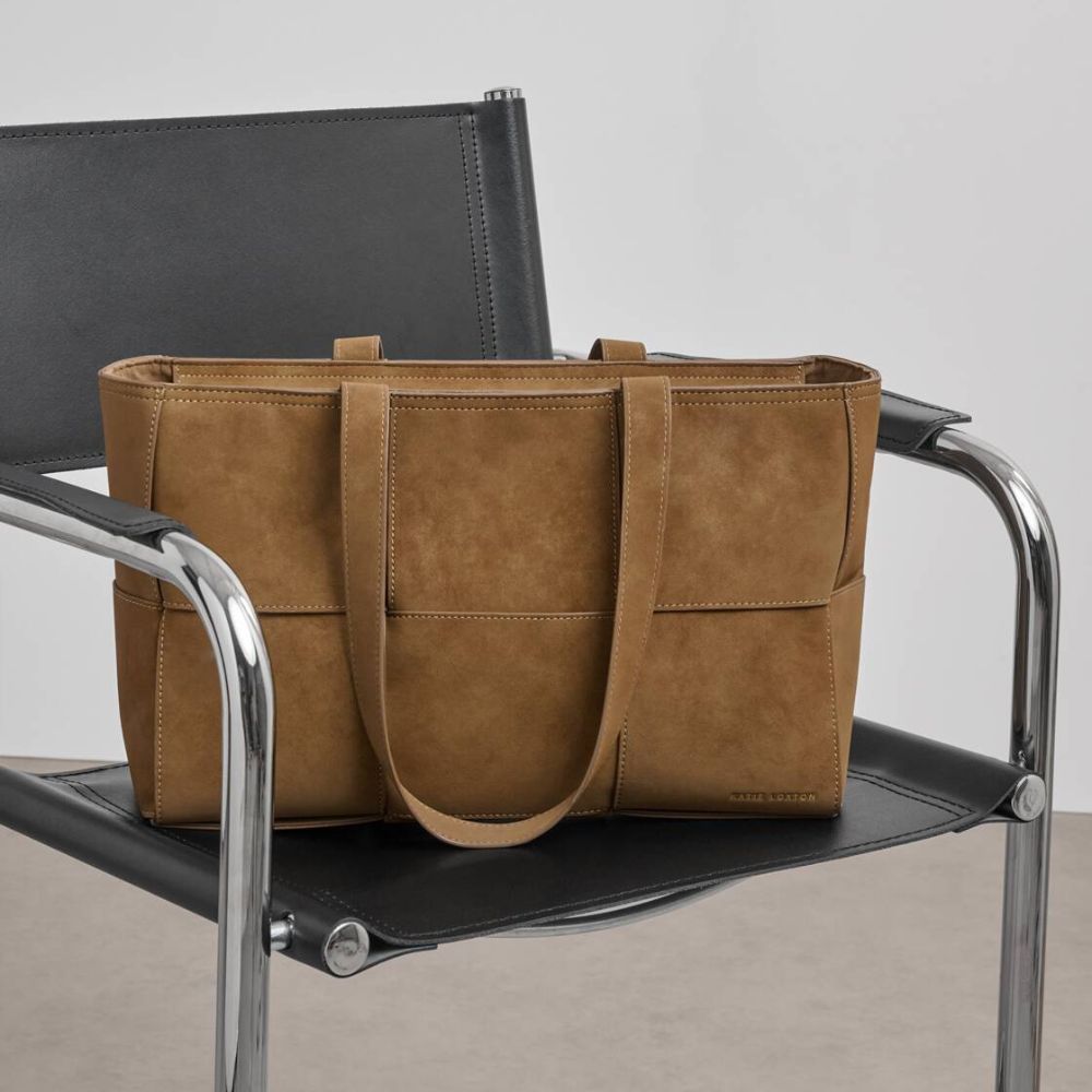 Katie Loxton Taya Hand Woven Suedette Tote Bag - Caramel