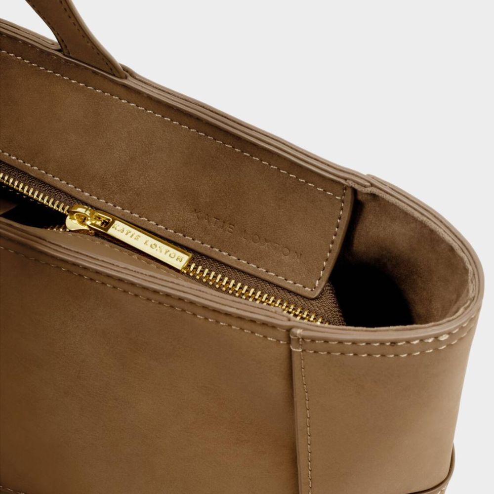 Katie Loxton Taya Hand Woven Suedette Tote Bag - Caramel