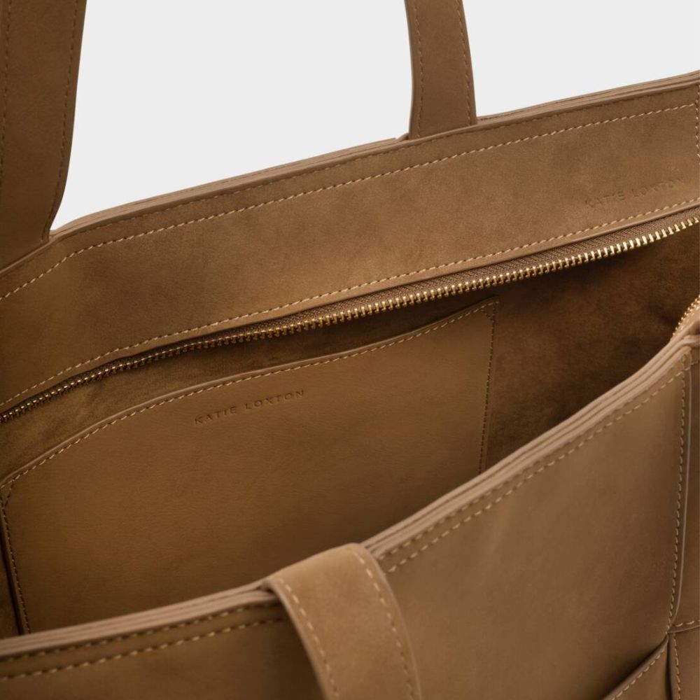Katie Loxton Taya Hand Woven Suedette Tote Bag - Caramel