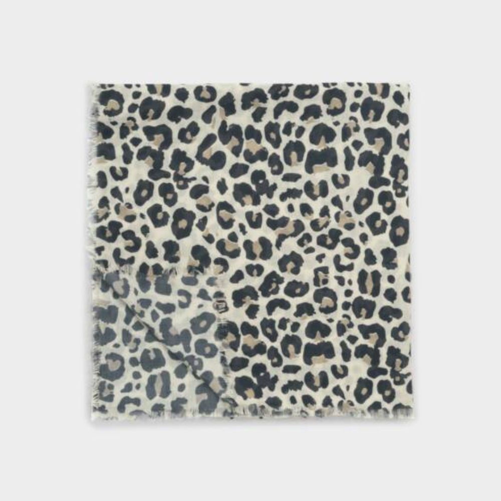 Katie Loxton Warm Grey, Taupe & Black Leopard Printed Scarf