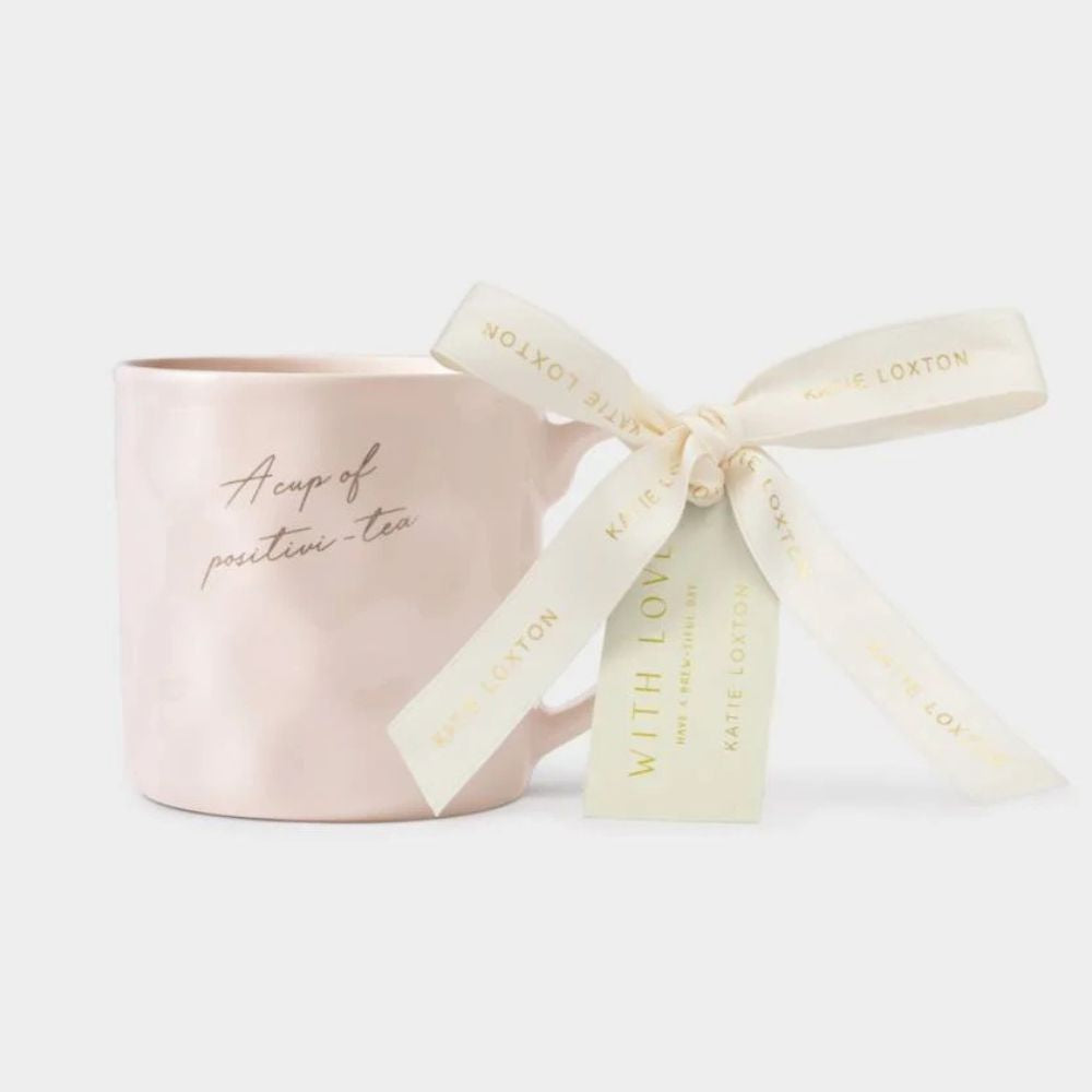 Katie Loxton 'A Cup Of Positivi-Tea' Gift Bow Mug