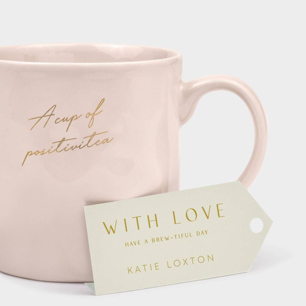 Katie Loxton 'A Cup Of Positivi-Tea' Gift Bow Mug