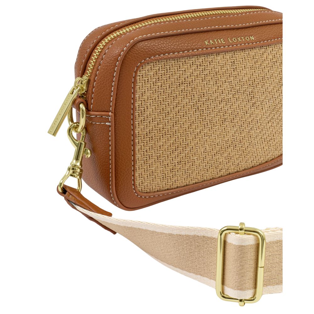 Katie Loxton Avery Raffia Small Crossbody Bag - Cognac