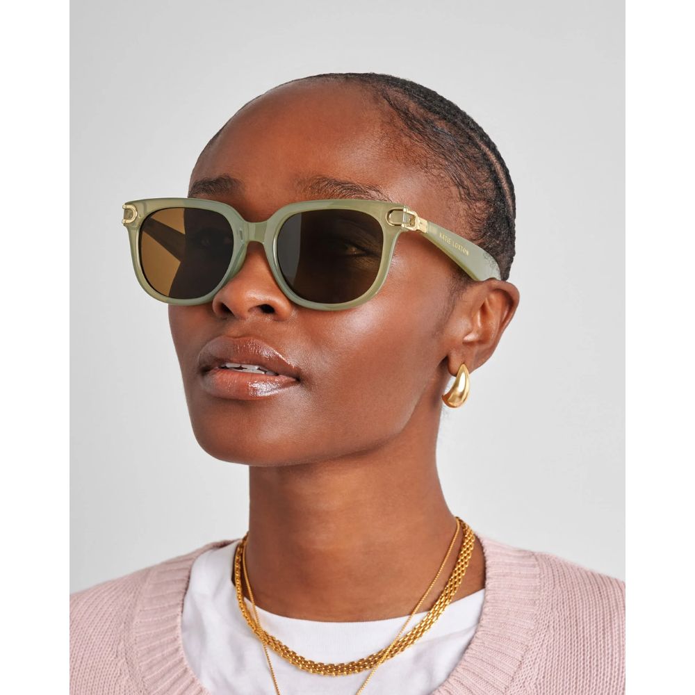 Katie Loxton Manhattan Square Sunglasses - Frosted Green