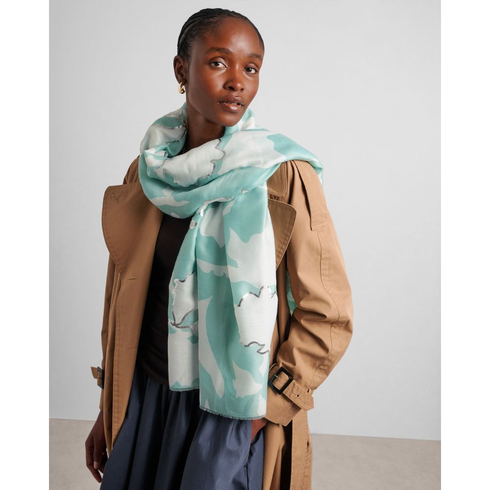 Katie Loxton One Size Printed Foil Scarf - Turquoise