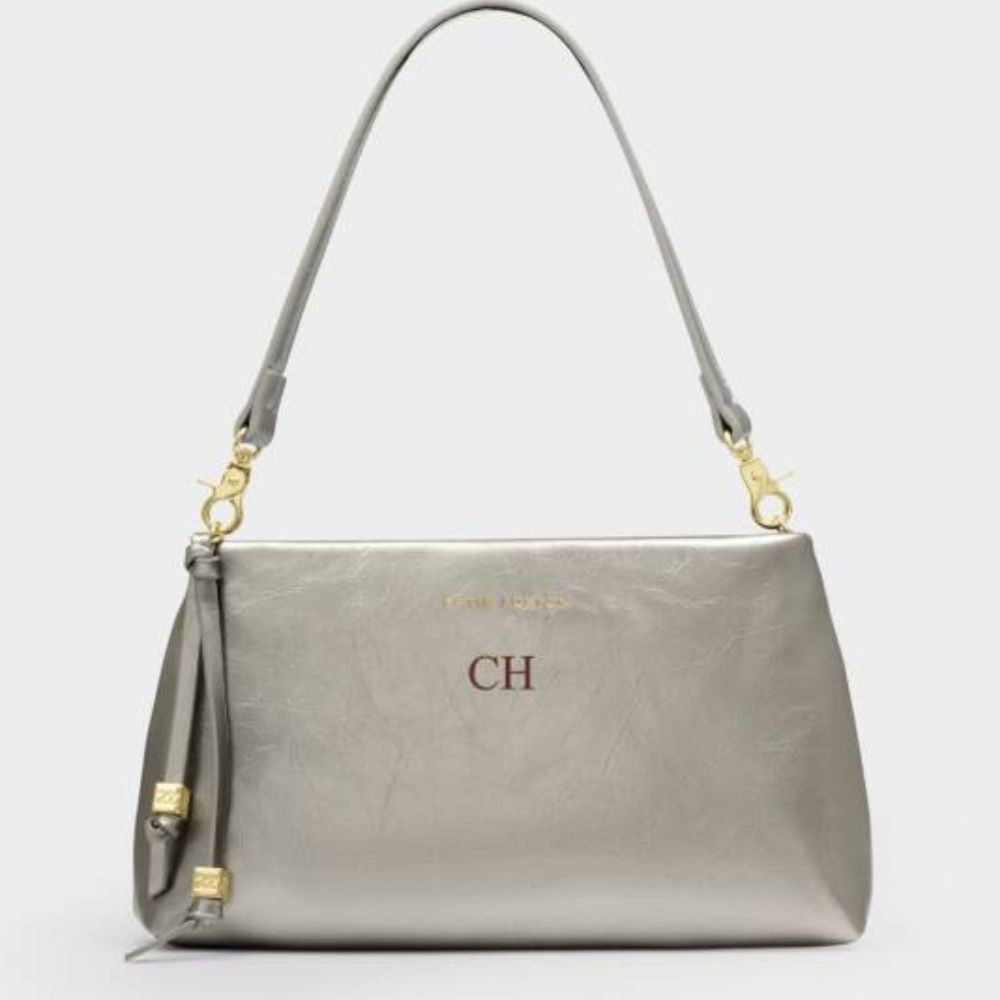 Katie Loxton Pewter Nova Patent Crackle Clutch