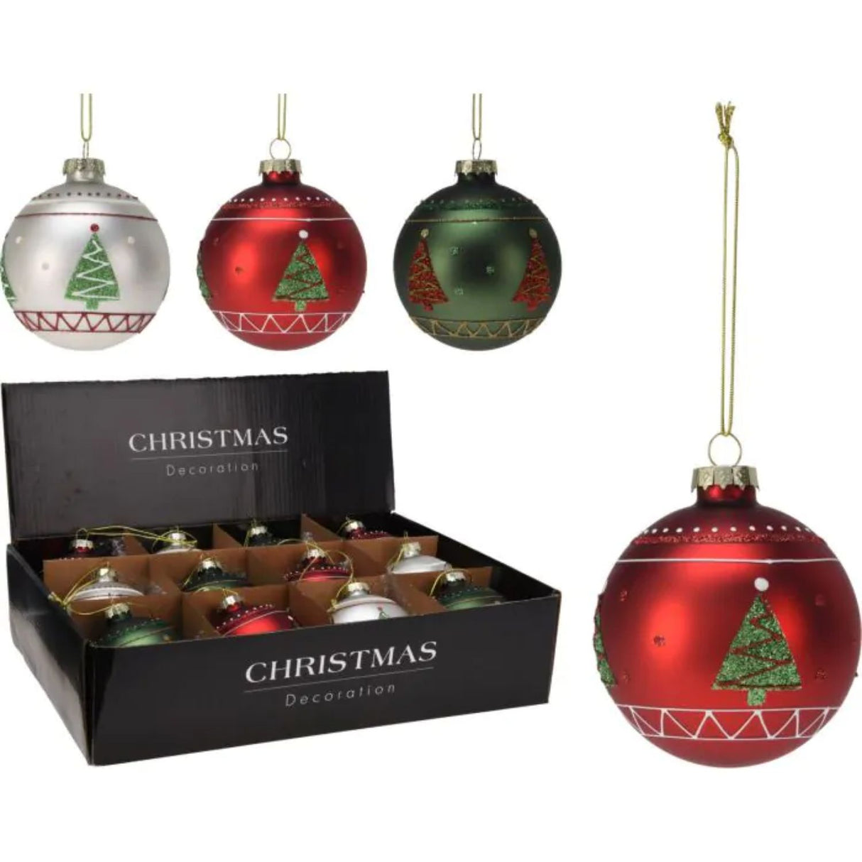 Koopman 8cm Glass Christmas Bauble (Choice of 3)