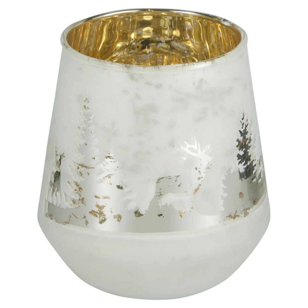 Koopman 11cm Reideer Frosted Tea Light Holder