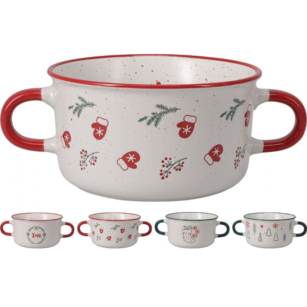 Koopman 13.5cm Christmas Jumbo Stoneware Two Handle Mug - (Choice of 4)