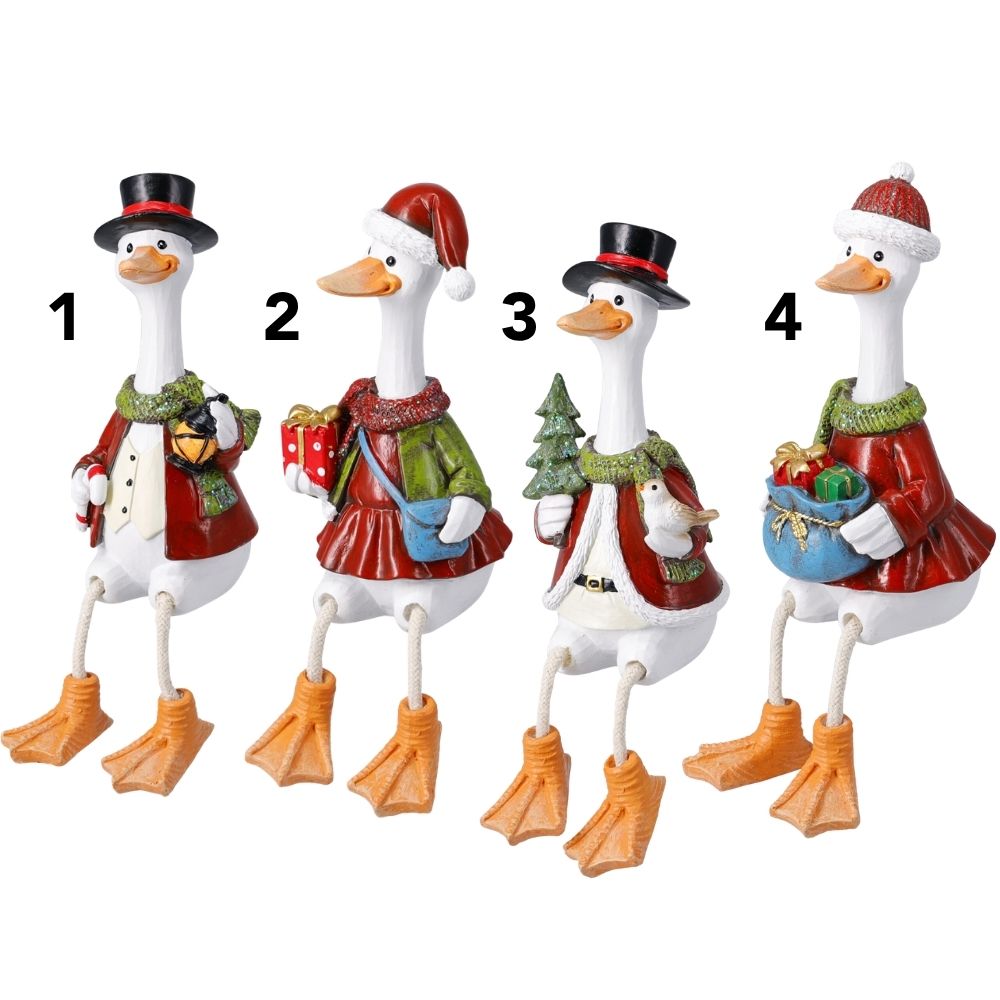 Koopman 15cm Festive Goose Sitting Ornament - (Choice of 4)