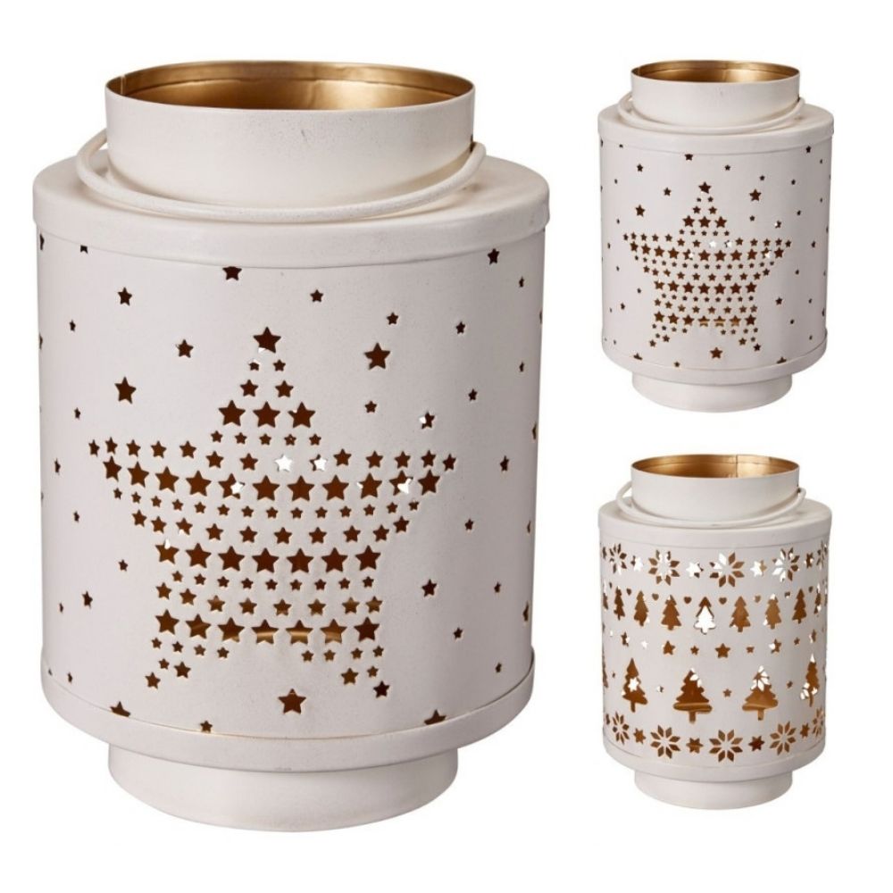 Koopman 19cm Cut Shapes Lantern - White - (Choice of 2)