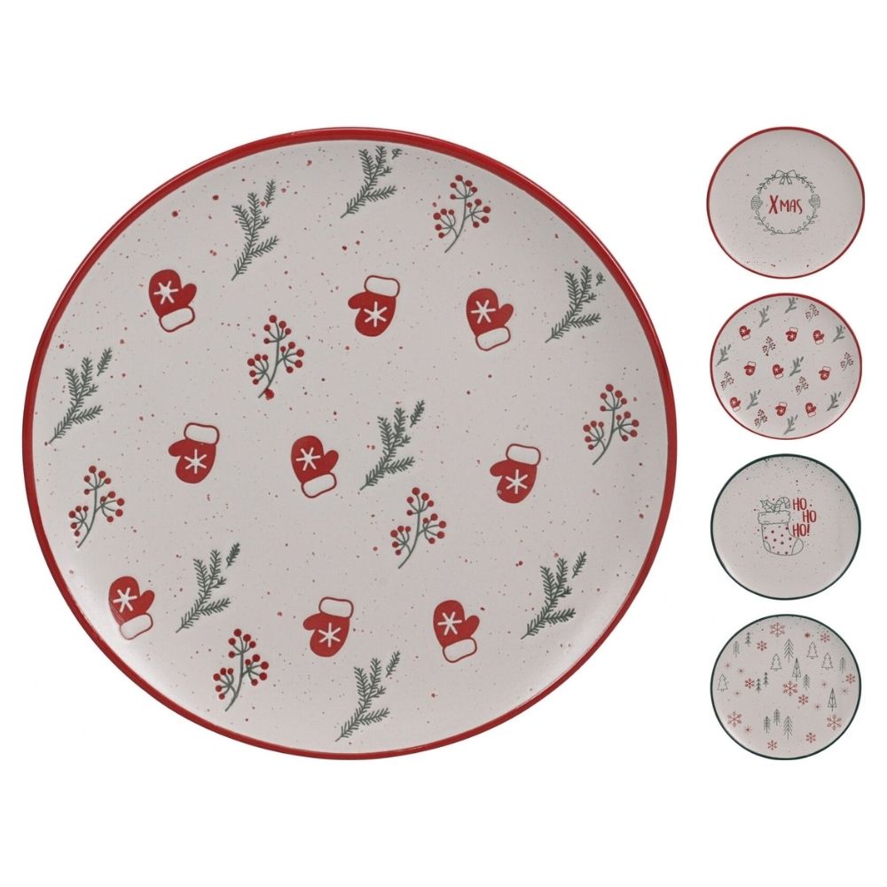 Koopman 20cm Festive Stoneware Plate - (Choice of 4)