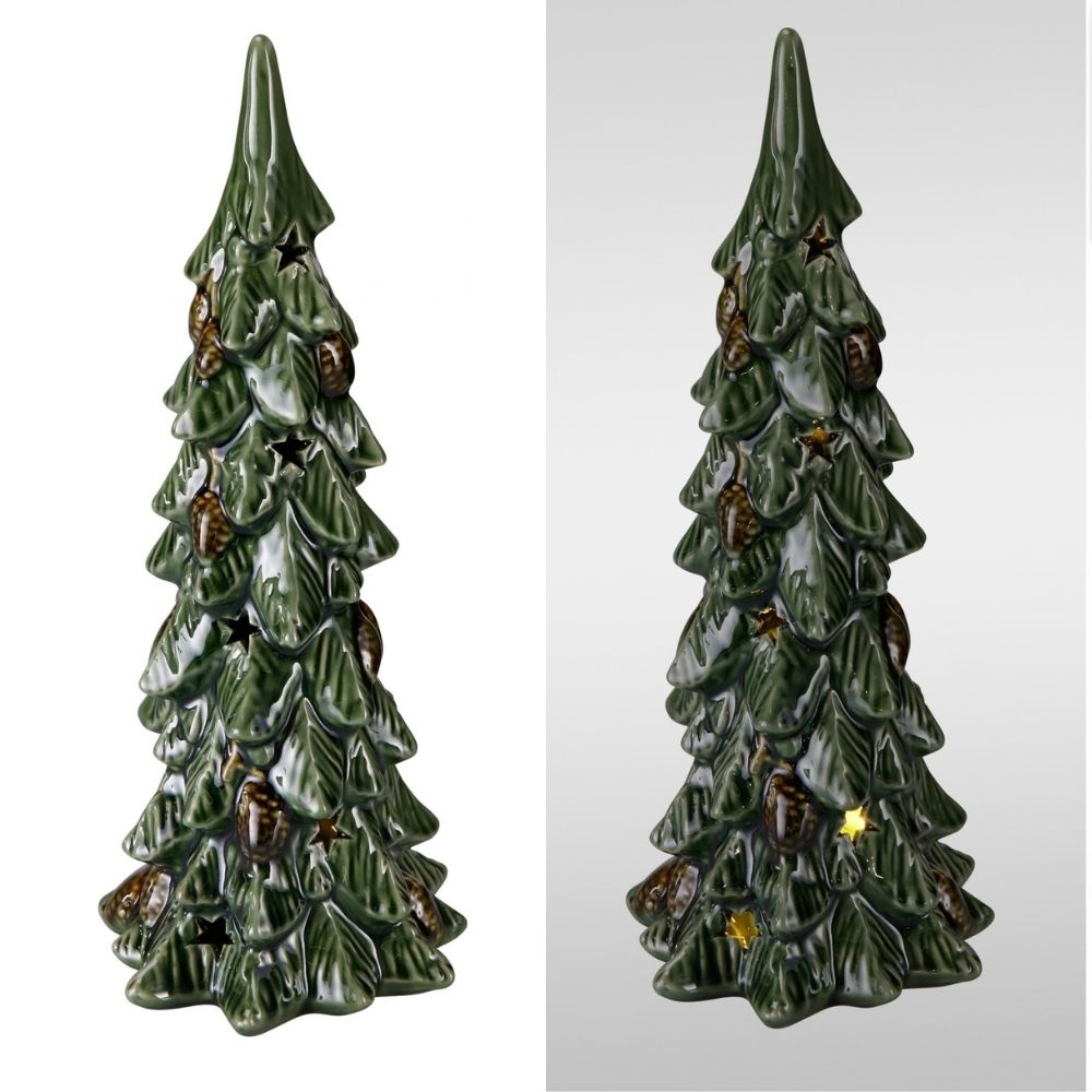 Koopman 31cm Ceramic LED Xmas Tree - Green