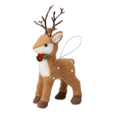 Koopman 24cm Fuzzy Reindeer Hanging Decoration - (Choice of 2)