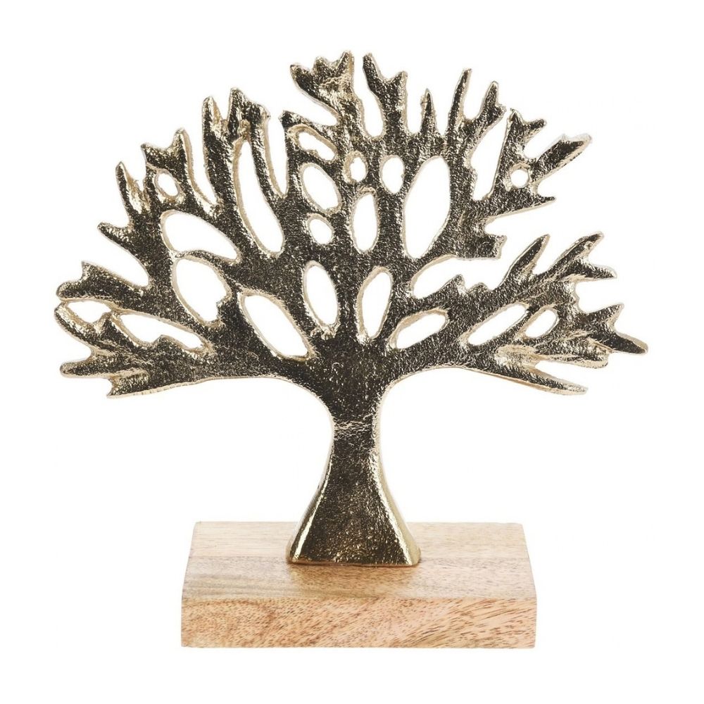 Koopman 25cm Aluminium Tree Wooden Stand Ornament