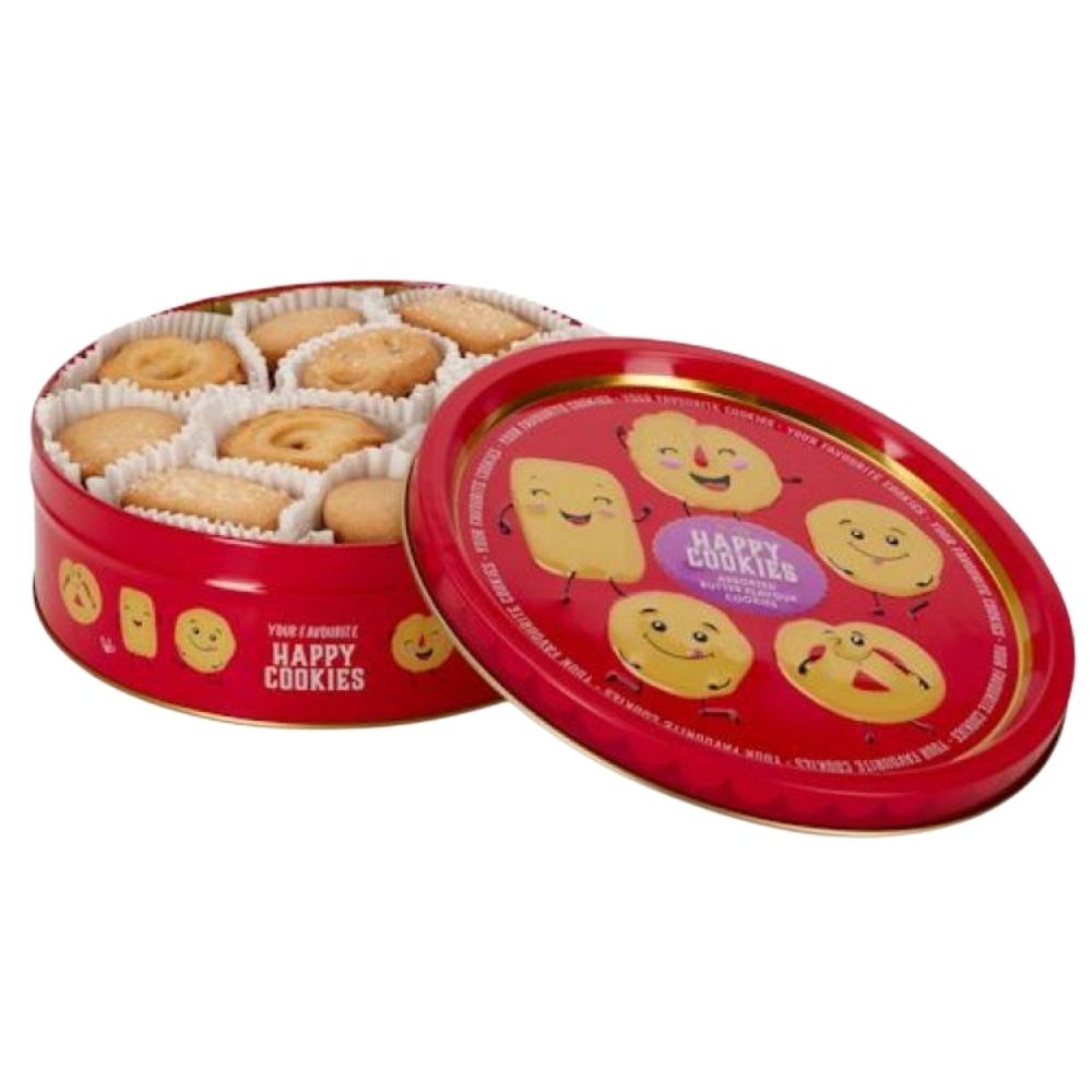 Koopman 340g "Happy" Butter Biscuit Cookie Tin