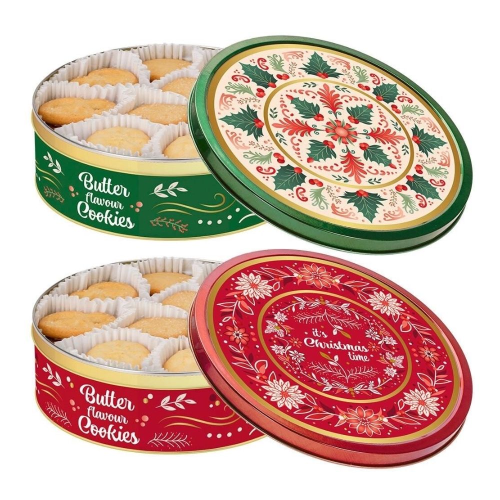 Koopman 340g Red/Green Butter Biscuit Cookie Tin - (Choice of 2)