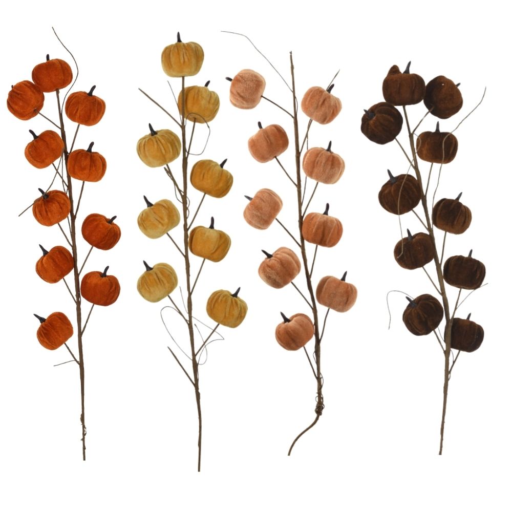 Koopman 71cm Velvet Pumpkin Artficial Flower Pick