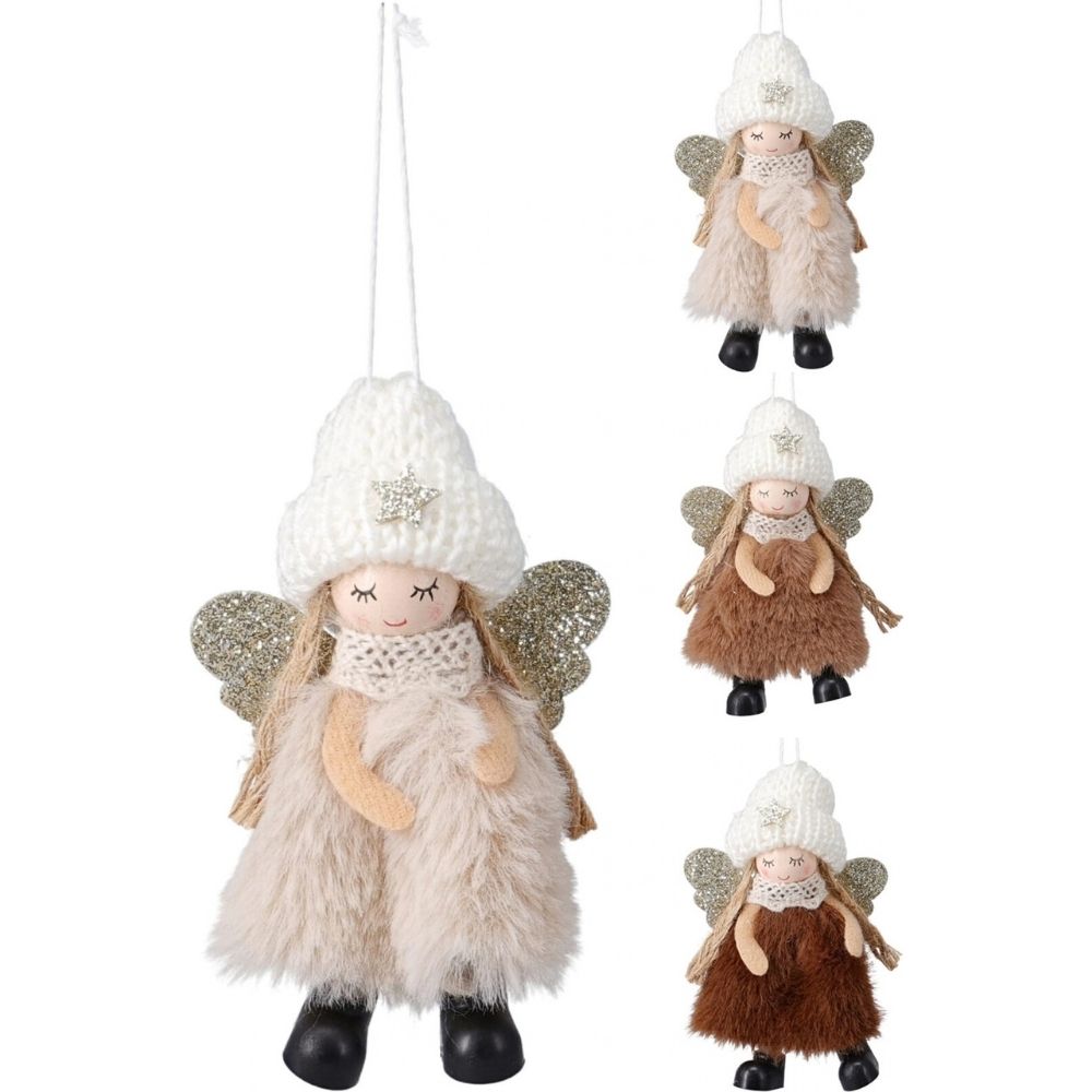 Koopman 9cm Angel Fluffy Dress Hanging Decoration - (Choice of 3)