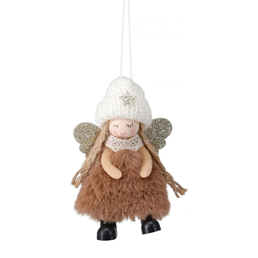 Koopman 9cm Angel Fluffy Dress Hanging Decoration - (Choice of 3)