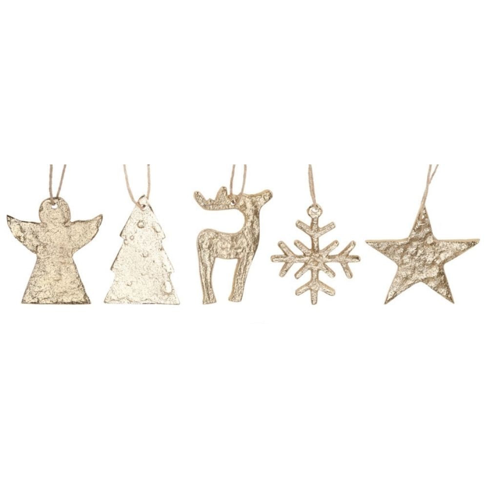 Koopman Festive Figure Christmas Hanging Decoration - Gold - (Choice of 5)