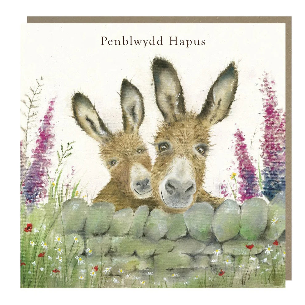 Tracks Publishing Penblwydd Hapus Pip & Poppy Donkey Blank Card