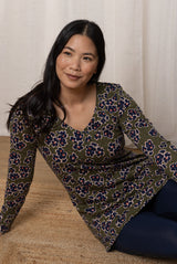 Lily & Me 8 Olive Meadow Clover Tunic Top