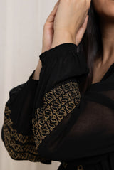 Lily & Me 18 Black Suzanne Embroidered V-Neck Midi Dress - LM24629