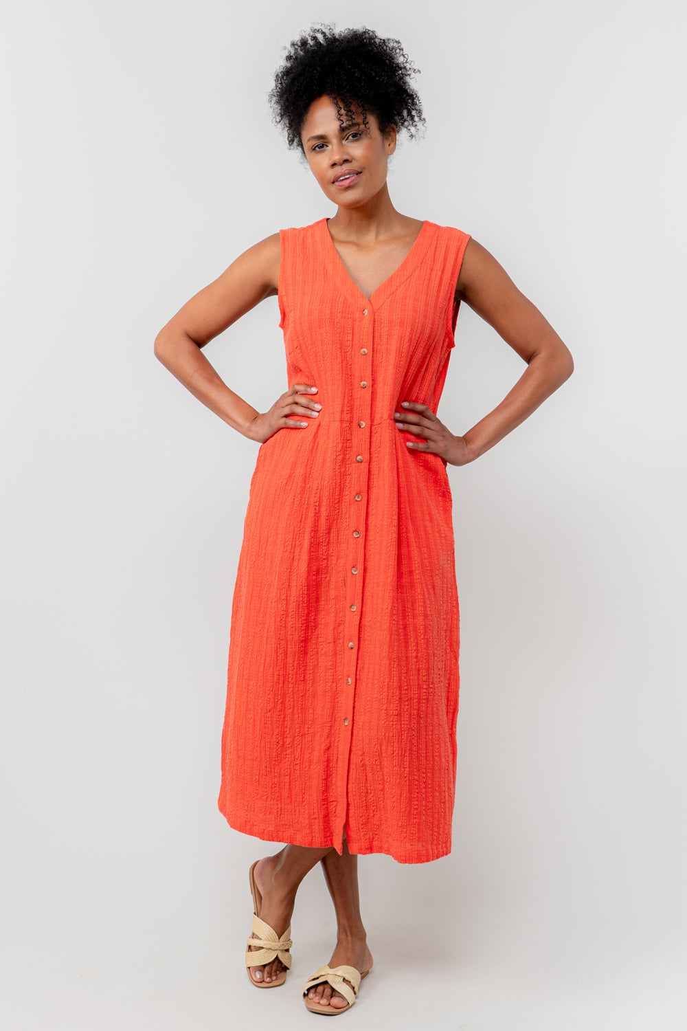 Lily & Me 8 Cerise Seersucker Check Sundown Dress