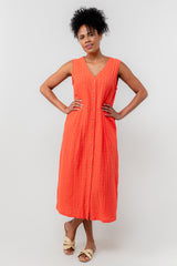 Lily & Me 8 Cerise Seersucker Check Sundown Dress