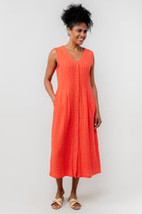 Lily & Me 8 Cerise Seersucker Check Sundown Dress