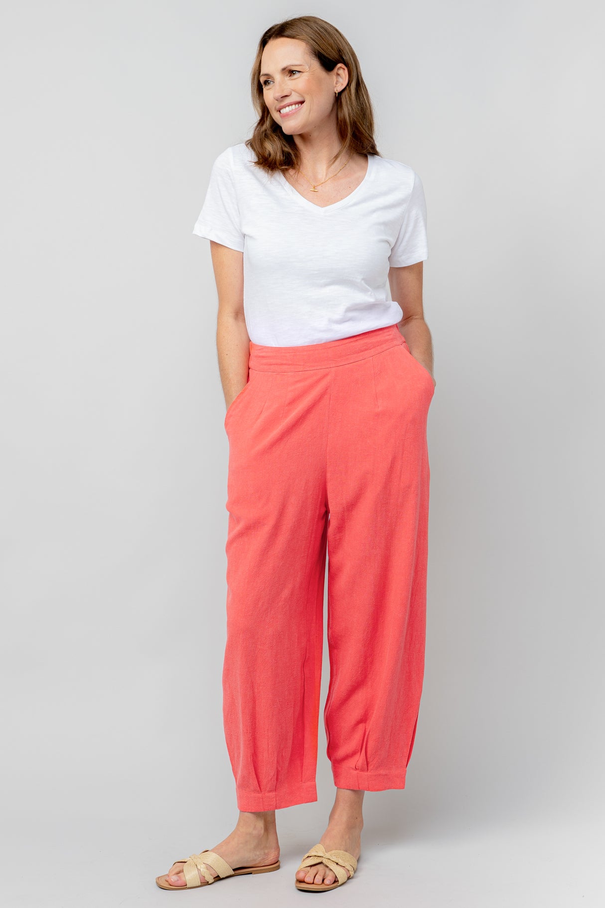 Lily & Me 14 Pink Plain Linen Sail Trouser
