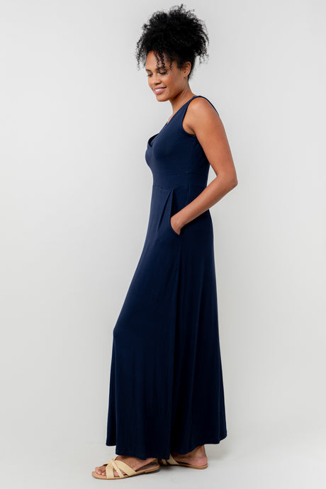 Lily & Me 8 Navy Plain Chrissy Maxi Dress