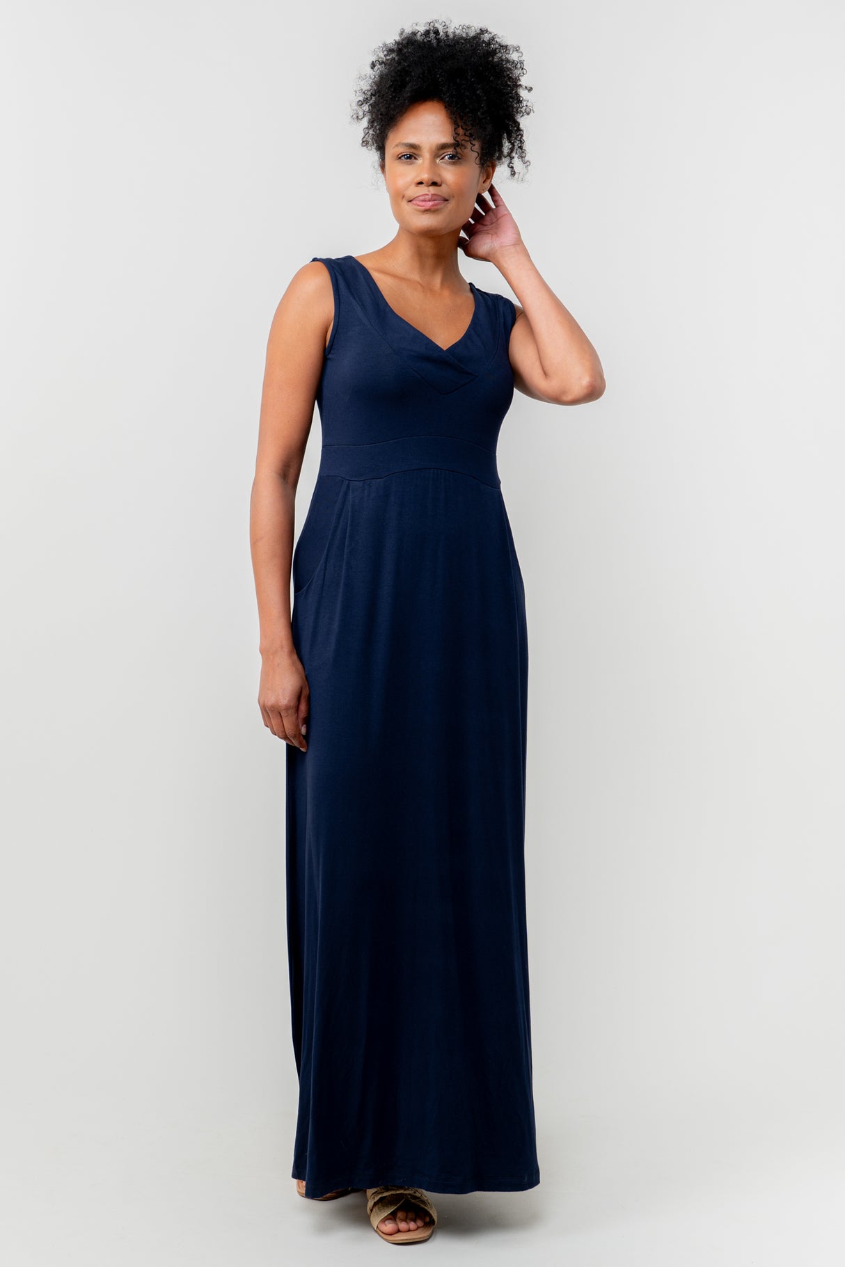 Lily & Me 14 Navy Plain Chrissy Maxi Dress