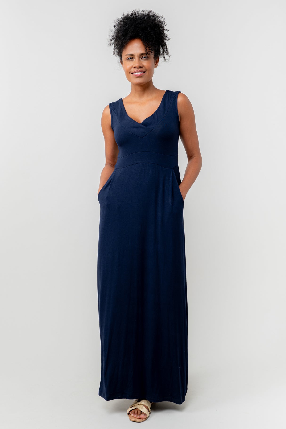 Lily & Me 14 Navy Plain Chrissy Maxi Dress