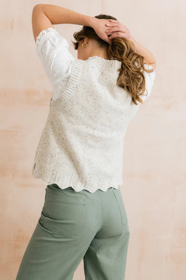 Lily & Me Celandine Flecked Knit Sleeveless Waistcoat - Ecru