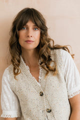 Lily & Me Celandine Flecked Knit Sleeveless Waistcoat - Ecru