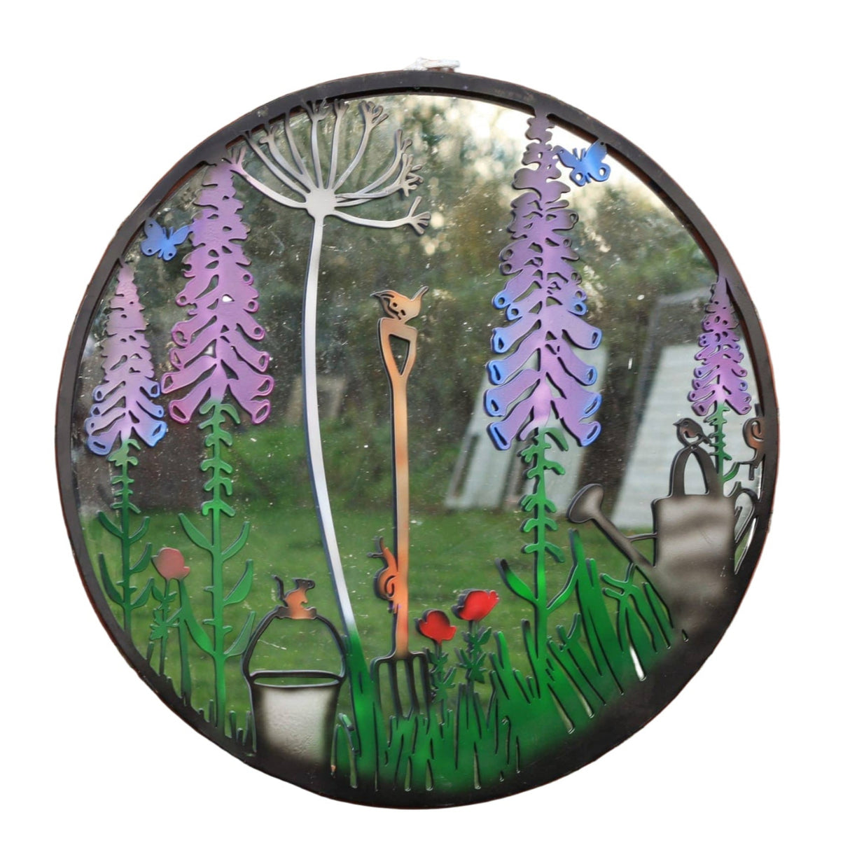 Eastern Connections 60cm 'Love Your Garden' Colourful Metal Mirrored Wall Art
